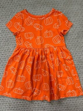 Cat & Jack Orange Pumpkin Print Casual Dress